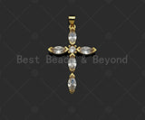 Big CZ Micro Pave Cross Shape Pendant, 18K Gold Filled Cubic Zirconia Cross Charm, Necklace Bracelet Charm Pendant,24x36mm, Sku#LD23