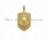 CZ Micro Pave North Star On Shield Pendant/Charm,Cubic Zirconia Star Charm, Necklace Bracelet Charm Pendant,16x25mm, Sku#LK190