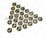 New Trendy Gold Black Enamel Initials Letter Charm/Pendant, Enamel Initial Alphabet Letters, Custom Naming Pendants, 25mm,sku#ML33
