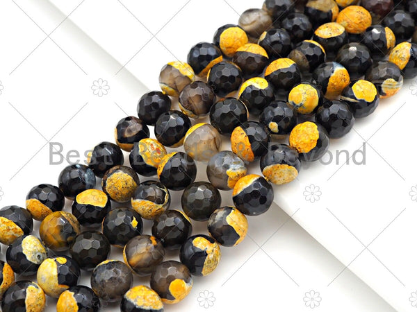 Natural Yellow Fire Agate Round Faceted Beads, 8mm/10mm Yellow Fire Agate, Natural Agate, 15.5" Full Strand, Sku#U1051 Bestbeads&Beyond