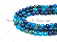 Natural Dark Blue Fire Agate Round Faceted Beads, 8mm/10mm Fire Agate, Natural Blue Agate, 15.5" Full Strand, Sku#U1053