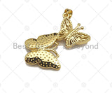 CZ Micro Pave Butterfly with MOP Butterfly Pendants/Charm, Colorful Butterfly Pendant, Double Bufferfly Charm, 25x32mm, Sku#LK183