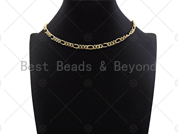 18" Gold 6mm Flat Figaro Chain Necklace, Gold Filled Ready To Wear Chain Necklace, Chain Necklace, sku#LD17