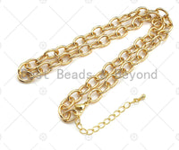 18" Finished Gold Oval Link Chain Necklace, Gold Chain Necklace, Ready to wear w/Lobster Clasp, 8x11mm,sku#LD19