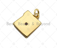 CZ Micro Pave Heart Rectangle Shape Pendant/Charm,Cubic Zirconia Medallion Charm, Necklace Bracelet Charm Pendant,11x14mm, Sku#Z1273