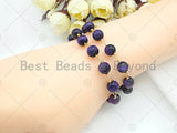 Purple/Glaxy High Quality Tiger Eye Rosary Chain, 8mm Beaded Chain, Wire Wrapped Gold Chain,Sku#V80
