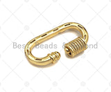 NEW STYLE Clear/Colorful Baguette CZ Pave Oval Shape Clasp, 18K Gold Carabiner Clasp, Pave Carabinar Clasp, 12x22mm, sku#JL18