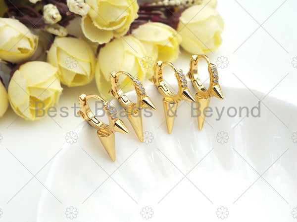 CZ Micro Pave Spike Huggies earrings, 18K Gold Spike Earrings, pave earrings, 25mm, sku#Y362