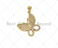 CZ Micro Pave Butterfly Shape Pendant/Charm,Cubic Zirconia Charm, Necklace Bracelet Butterfly Charm Pendant,19x21mm, Sku#LK197 Bestbeads&Beyond