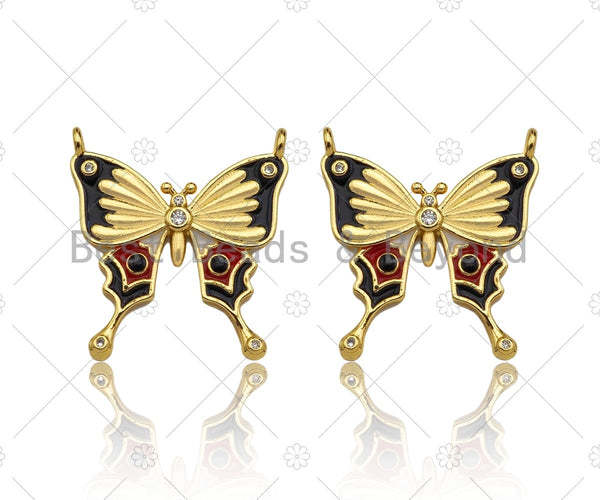 Colorful Enamel Butterfly Shape Pendant/Charm,Black White Red Enamel Butterfly, Necklace Bracelet Enamel Charm Pendant,21x22mm, Sku#LK199