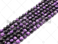 Natural Purple Fire Agate Round Faceted Beads, 8mm/10mm/12mm Purple Black Fire Agate, Natural Agate, 15.5" Full Strand, Sku#U1075