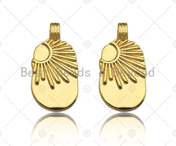 18k Gold Sunrise Tag Pendant/Charm, Sun Charm, Sun rays pendant, Bracelet Necklace Component Supply, 12x24mm, Sku#Y367