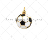 Black White Enamel Soccer Shape Pendant, Scoccer Ball pendant,Sports ball pendant,Enamel Jewelry, 12x14mm,sku#F1354