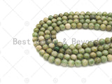 Natural Quality Light Olive Green Jade Round Smooth Beads, 6mm/8mm/10mm Genuine Jade, 15.5'' Full Strand, Sku#U1065