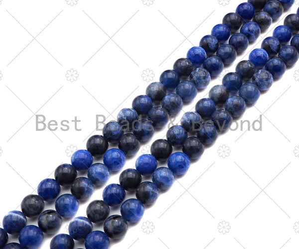 Natural Quality Blue Sodalite Round Smooth Beads, 6mm/8mm/10mm/12mm Genuine Navy Blue Sodalite,15.5'' Full Strand, Sku#U1067 Bestbeads&Beyond