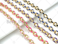 High Quality Colorful Enamel Gold Oval Link Chain by Foot, Gold Enamel Chunky Oval Link Chain, Enamel Statment Chain, 7x11mm, SKU#M333