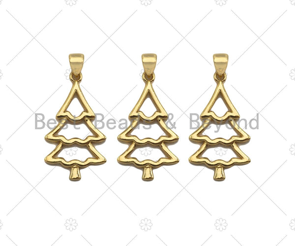18k Gold Color Christmas Tree Shape Pendant, Dainty Gold Pendant, Christmas Charm, ,27x15mm, Sku#LK205