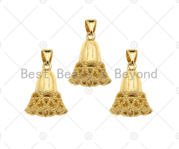 18k Gold Color Jingle Bell Shape Pendant, Christmas Charm Pendant, Dainty Gold Bell Pendant,17x13mm, Sku#LK208