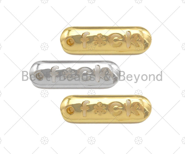 18k Dainty Gold F*CK On Oval Bar Connector/Pendant, Bracelet Necklace Oval Connector,7x23mm,Sku#L464