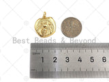 18k Dainty Gold Bee On Slab Charms, Dainty Charms, Gold Pendant, Bee Necklace Charms, 18x19mm, Sku#Y381