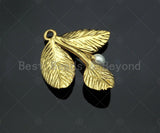 18k Dainty Gold Carved Leaf Charms, Dainty Mother of Pearl Charms, Gold Pendant, Leaf Necklace Charms, 23x27mm, Sku#Y382