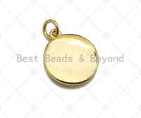 18k Dainty Gold Embossment Angle On Round Coin Charms, Dainty Charms, Gold Pendant, Round Necklace Charms, 14x17mm, Sku#Y384