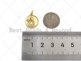 18k Dainty Gold Embossment Angle On Round Coin Charms, Dainty Charms, Gold Pendant, Round Necklace Charms, 14x17mm, Sku#Y384