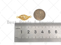 Micro Pave CZ 18k Dainty Gold  CZ Hollow Out Connetor, Dainty Connetor, Gold/Silver Pendant, Bracelet Necklace Connector, 9x22mm, Sku#Y390