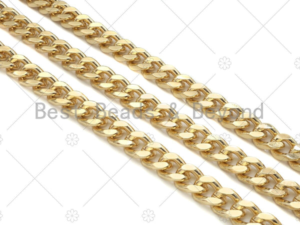 11x14mm Black/Gold High Quality Large Heavy Flat Curb Chain, Diamond Cut Bold Curb Chain, Cuban Heavy Metal Chain, sku#M394