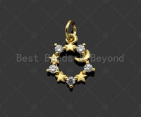 CZ Micro Pave Star Ring Shape Pendant/Charm,Cubic Zirconia Charm, Necklace Bracelet Charm Pendant,12x14mm, Sku#Y404