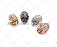 CZ  Micro Pave Football Helmet Shape Beads, Helmet Gold/Silver/Rose Gold Charm Beads, Men's Bracelet Spacer Beads,11x15mm,Sku#Y407