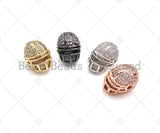 CZ  Micro Pave Football Helmet Shape Beads, Helmet Gold/Silver/Rose Gold Charm Beads, Men's Bracelet Spacer Beads,11x15mm,Sku#Y407