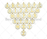 New Trendy White Gold Enamel Initials Letter Charm/Pendant, Enamel Initial Alphabet Letters, Custom Naming Pendants, 25mm,sku#ML32