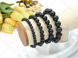 High Quality Natural Black Onyx Stretchy Bracelet, 6mm/8mm/10mm/12mm Elastic Fit Round Smooth Bracelet, 7.5'' Bracelet,Sku#U1088