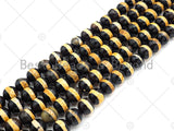 Dzi Agate Faceted Round Beads with Orange Line, 6mm/8mm/10mm, Orange Black Tibetan Beads, Agate Beads, 15.5'' Full Strand,Sku#U1073