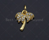 Clear CZ Micro Pave Pump Tree Shaped Pendant/Charm, Coconut Tree Cubic Zirconia Pendant Charm,11x12mm,Sku#Z1217