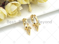 CZ Micro Pave Spike Huggies earrings, 18K Gold Color Spike Earrings, pave earrings, 23x26mm, sku#J306 Bestbeads&Beyond