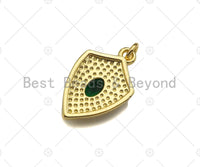 Big CZ Micro Pave Shield Shape Pendant/Charm,Cubic Zirconia Medallion Charm, Necklace Bracelet Charm Pendant,13x20mm, Sku#LK193 Bestbeads&Beyond