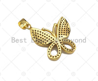 CZ Micro Pave Butterfly Shape Pendant/Charm,Cubic Zirconia Charm, Necklace Bracelet Butterfly Charm Pendant,19x21mm, Sku#LK197 Bestbeads&Beyond