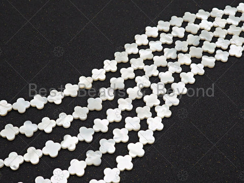 High Quality White Mother of Pearl Smooth Beads,  Clover Quatrefoil Shell Beads, SKU#T155