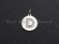 CZ Micro Pave A-Z Capital Letter Coin Pendant/Charm, Pave Initial Charm, Cubic Zirconia Initial Pendant Charm,15x17mm,sku#Z603 BestbeadsbeyondUS