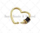 Colorful Baguette CZ Heart Shape Clasp, Gold Plated Clasp, Carabiner Enamel Clasp, 24x21mm, Sku#LK202 Bestbeads&Beyond