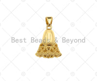 18k Gold Color Jingle Bell Shape Pendant, Christmas Charm Pendant, Dainty Gold Bell Pendant,17x13mm, Sku#LK208