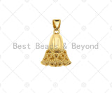 18k Gold Color Jingle Bell Shape Pendant, Christmas Charm Pendant, Dainty Gold Bell Pendant,17x13mm, Sku#LK208