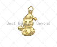 Dainty 18K Gold Cute Snowman Shape Pendant, Christmas Charm Pendant,15x20mm, Sku#LK215 Bestbeads&Beyond