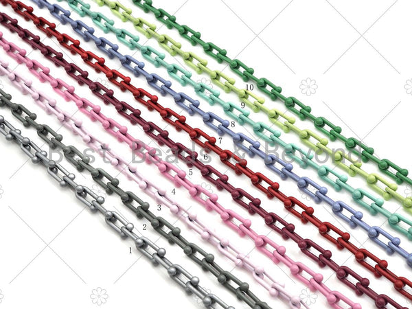 6x10mm Enamel Pop Chain, Colored Metal Necklace Chain, Retro Colorful Chain, Enamel U link Chain, Enamel U shape Chain, sku#M385