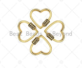 18K Gold Love Word On Heart Shape Screw Clasp, Heart Connector, Gold Carabiner Clasp,30x29mm, Sku#K172