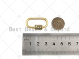 18K Gold Love Word On Oval Shape Screw Clasp, Oval Connector, Gold Carabiner Clasp, 17x29mm, Sku#K173 Bestbeads&Beyond