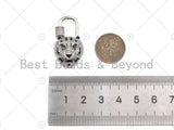 CZ Micro Pave Tiger Head Lock Clasp, Tiger Padlock clasp, Lock clasp, Lock Link, Carabiner clasp, 18x31mm, Sku#K174