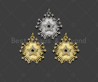CZ Micro Pave Radial Five Star flower Shape Pendant/Charm,Cubic Zirconia Charm, Necklace Bracelet Charm Pendant,21x19mm, Sku#L509